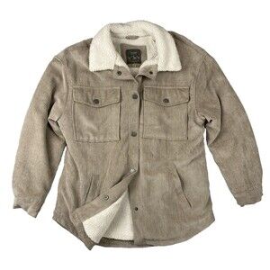 26 International Corduroy Sherpa Jacket Womens S Oversized Beige Soft Chore